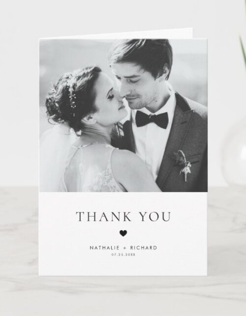 Modern Elegance Black Typography Wedding Thank You Card