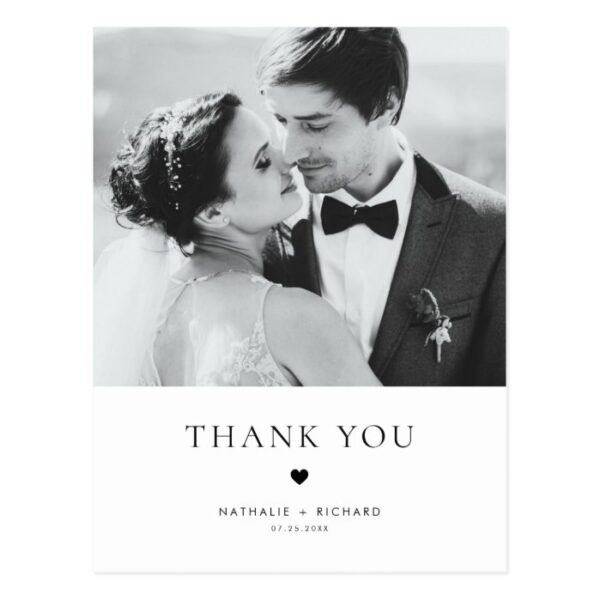 Modern Elegance Black Typography Wedding Thank You Postcard