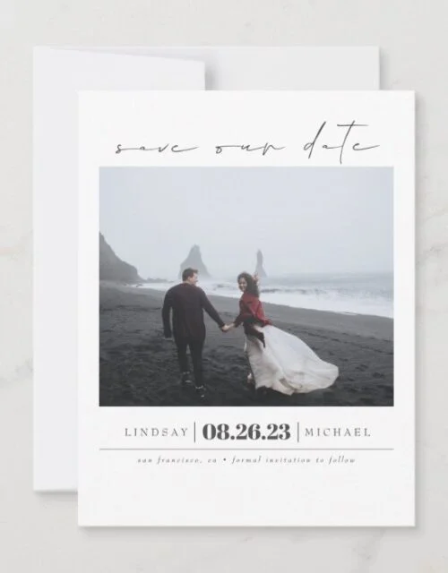 Modern Elegant Minimalist Save the Date Photo