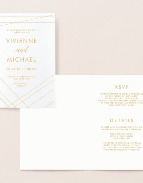 Modern Lines | Wedding Gold Foil Invitation