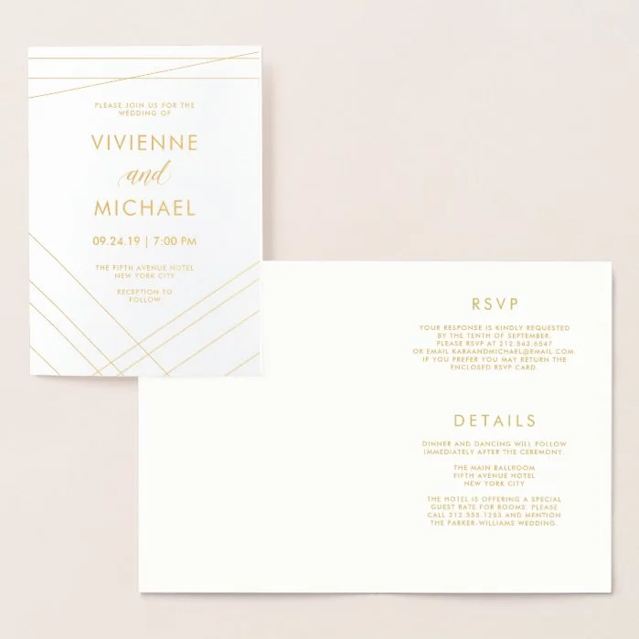 Modern Lines | Wedding Gold Foil Invitation