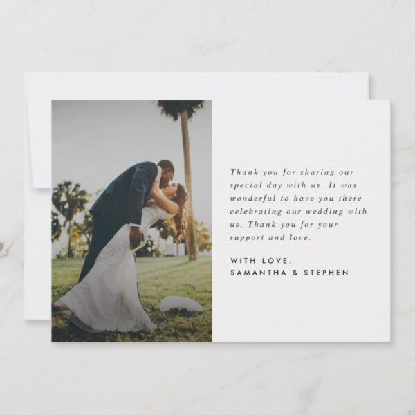 Modern Minimalist Photo Custom Text Wedding Thank You Card
