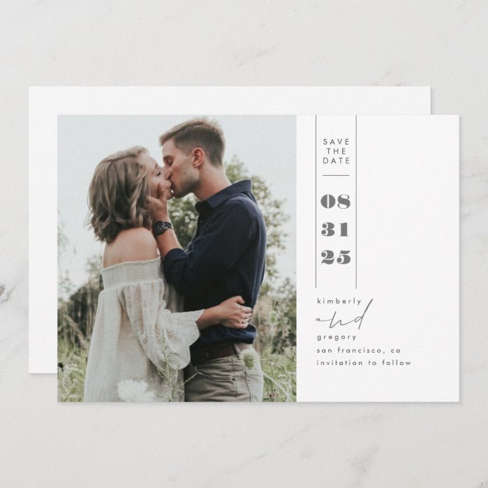 Modern Minimalist Save the Date Vertical Photo