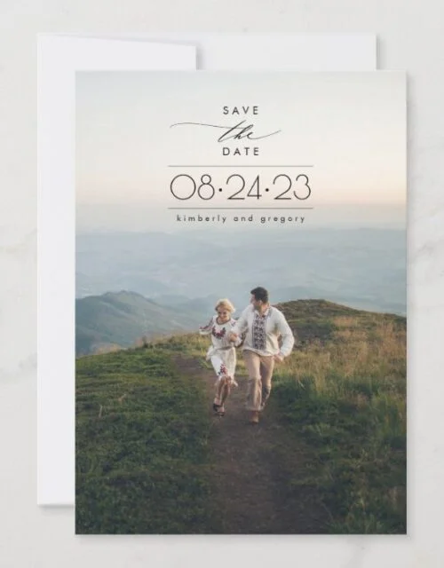 Modern Minimalist Save the Date Vertical Photo