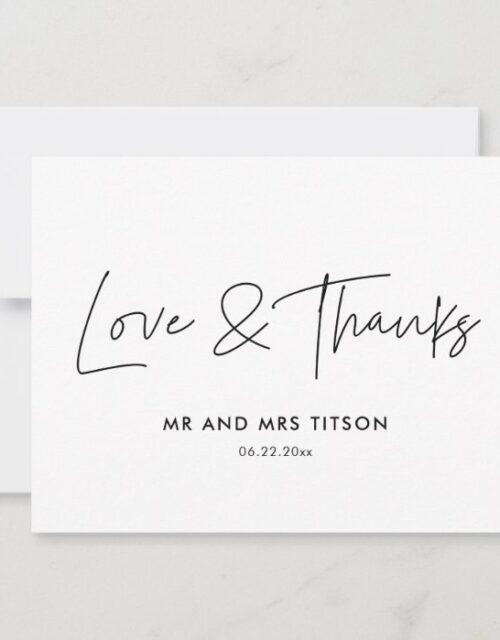 Modern minimalist wedding thank you card
