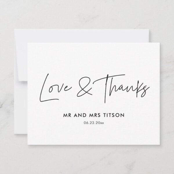 Modern minimalist wedding thank you card