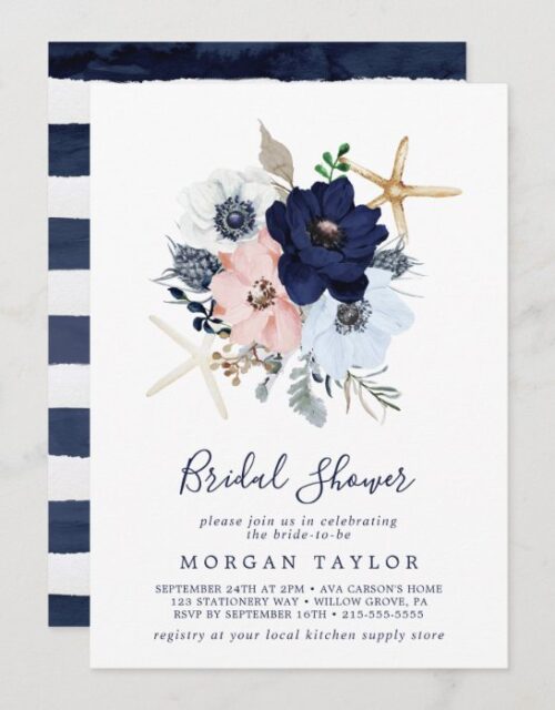 Modern Nautical | Floral Bridal Shower Invitation