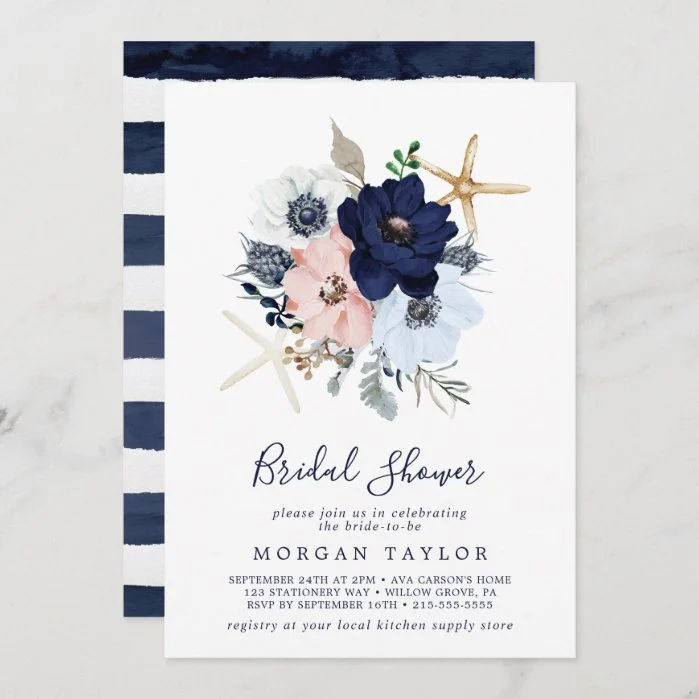 Modern Nautical | Floral Bridal Shower Invitation