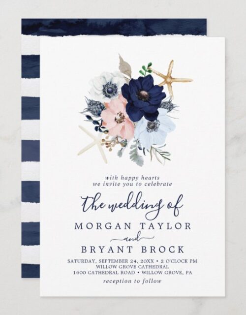 Modern Nautical | Floral The Wedding Of Invitation