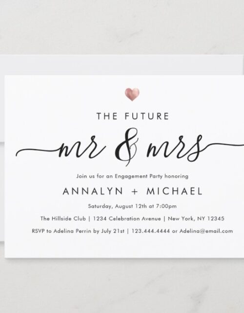 Modern Rose Future Mr and Mrs Engagement Party Invitation