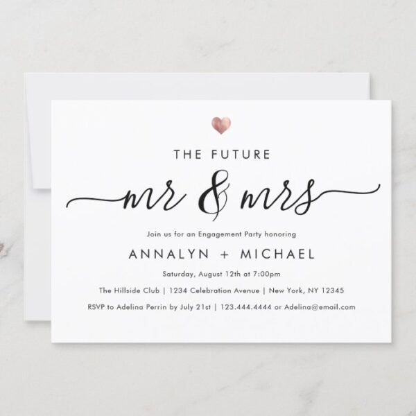 Modern Rose Future Mr and Mrs Engagement Party Invitation