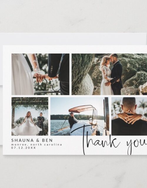 Modern Wedding Photo Collage Thank You