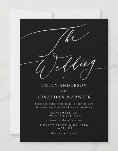 Modern White and Black Simple Wedding Invitation