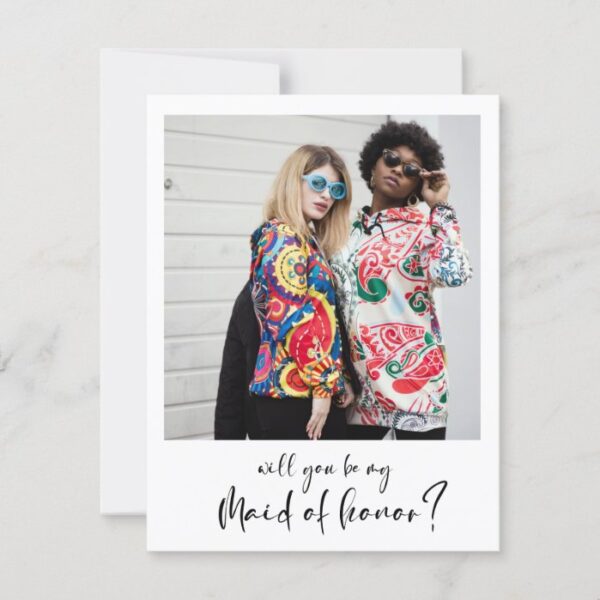 Modern Will you be my maid of honor photo card