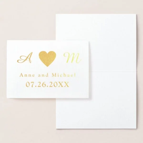monogram wedding foil card