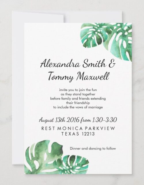 Monstera Leaf Wedding Invitation