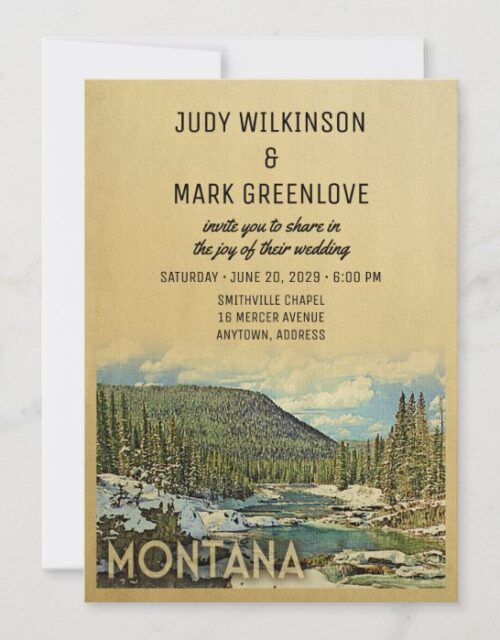 Montana Wedding Invitation Vintage Nature