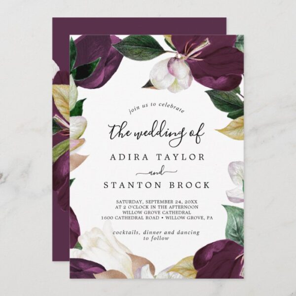 Moody Purple Blooms The Wedding Of Invitation