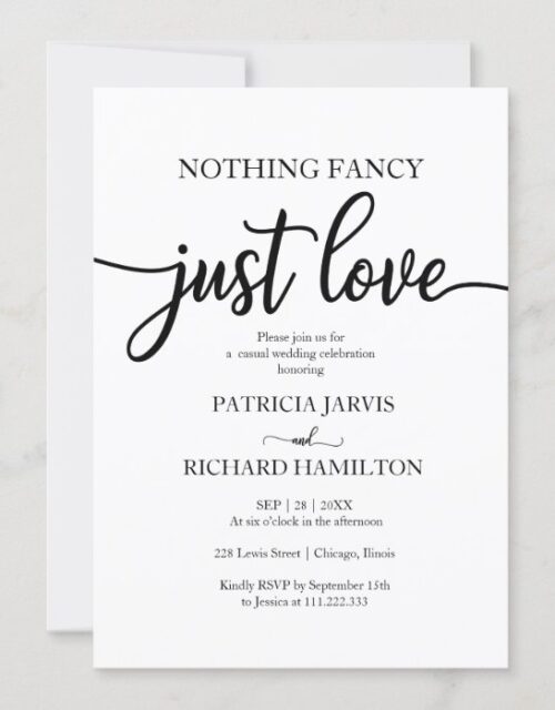 Nothing Fancy Just Love Casual Wedding Invitation