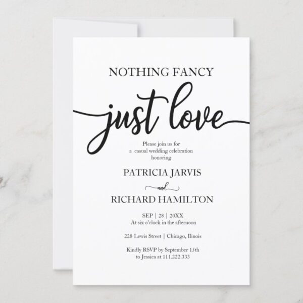 Nothing Fancy Just Love Casual Wedding Invitation