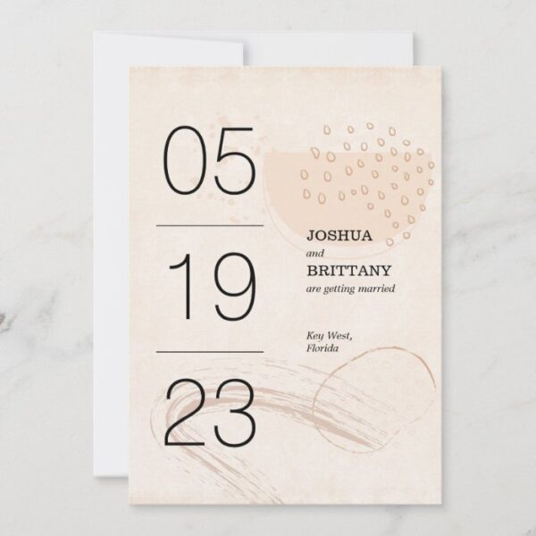 Oversized Date Typography Abstract Shapes Cream Save The Date
