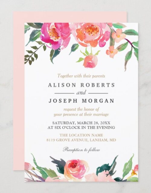 PAINTED BLOOMS Botanical Floral Wedding Invitation