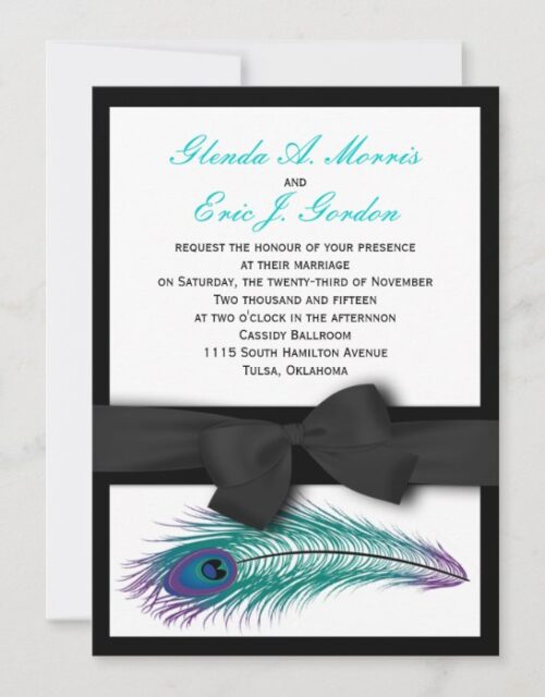Peacock Tuxedo Wedding Invitation
