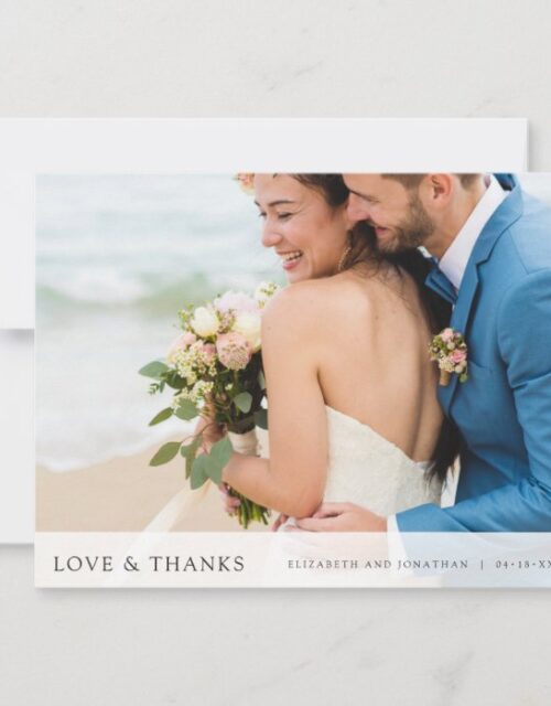 Personalized Simple Modern Photo Wedding Thank You Card