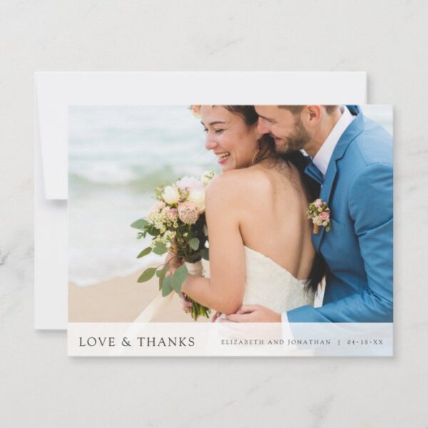 Personalized Simple Modern Photo Wedding Thank You Card