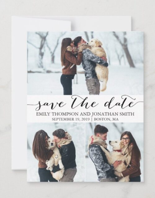 Photo Save the Date Card with Three Pictures