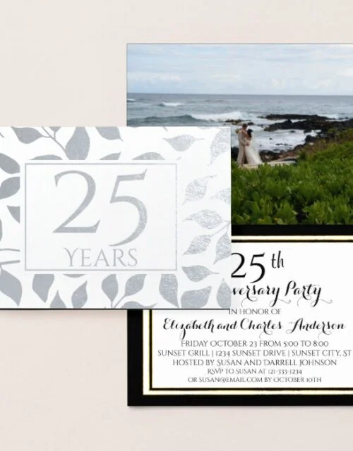 Photo Silver 25th Wedding Anniversary Invitation