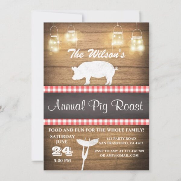 Pig Roast invitation BBQ BaByQ Shower Rustic wood