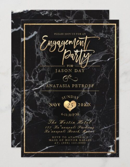 PixDezines Marble/Faux Gold/Engagement Party Invitation