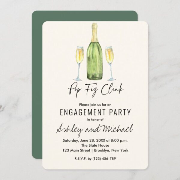 Pop Fiz Champagne Engagement Party Invitation