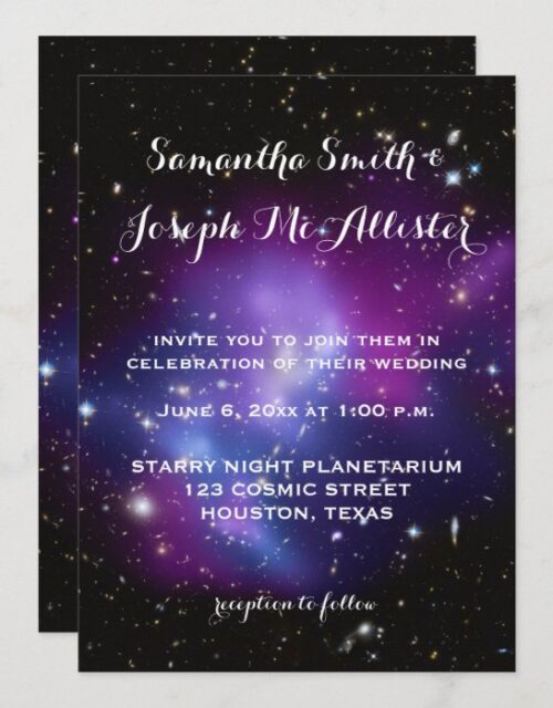 Purple Galaxy Cluster Planetarium Wedding Invitation