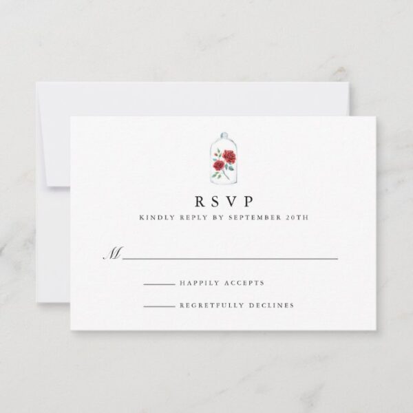 Red Rose Wedding RSVP Cards