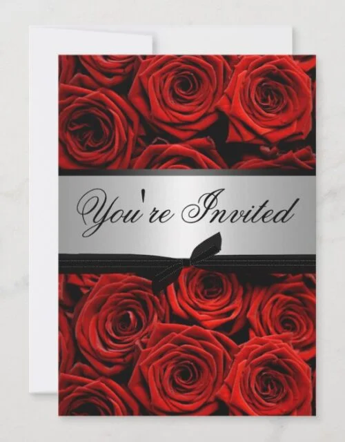 Red Roses Wedding Custom Invitations