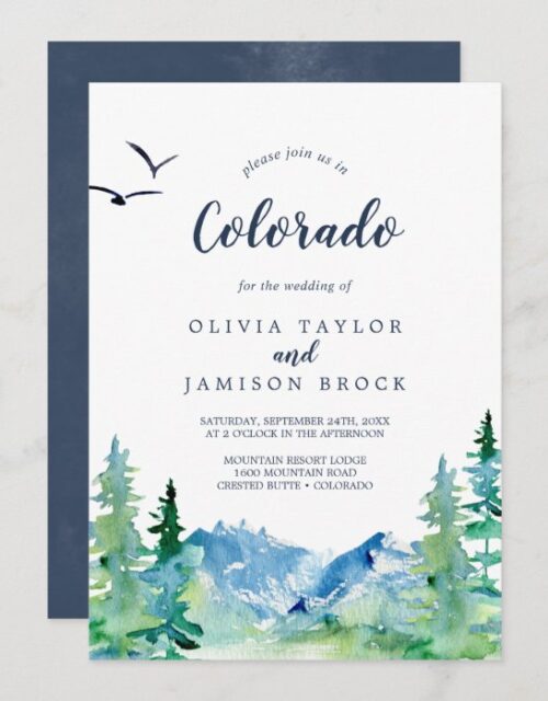 Rocky Mountain Colorado Destination Wedding Invitation