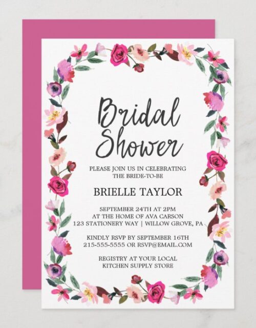Romantic Fairytale Blossom Wreath Bridal Shower Invitation