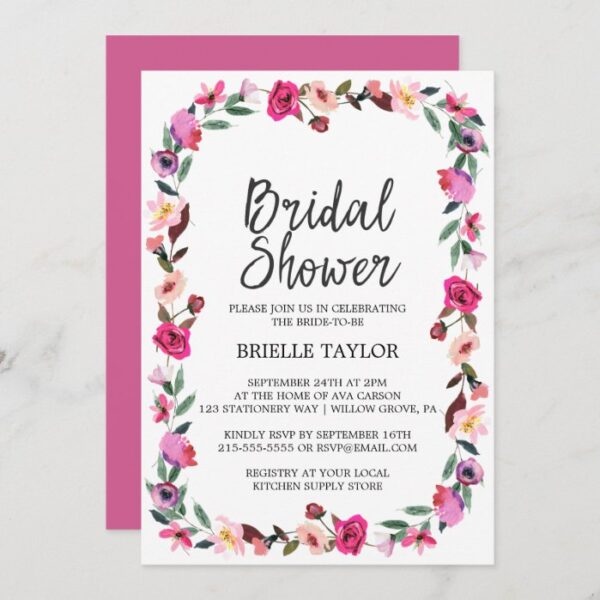 Romantic Fairytale Blossom Wreath Bridal Shower Invitation