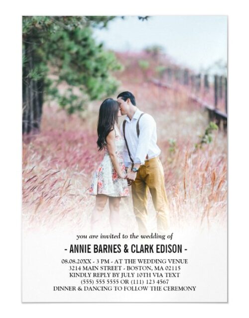 Romantic Minimalist Photo Wedding Magnetic Invitation