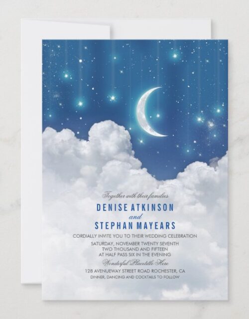 Romantic Stars and Moon Wedding invitation