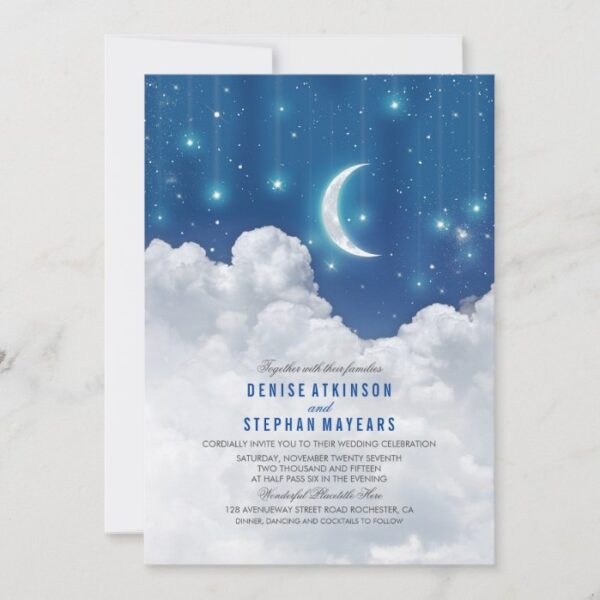 Romantic Stars and Moon Wedding invitation