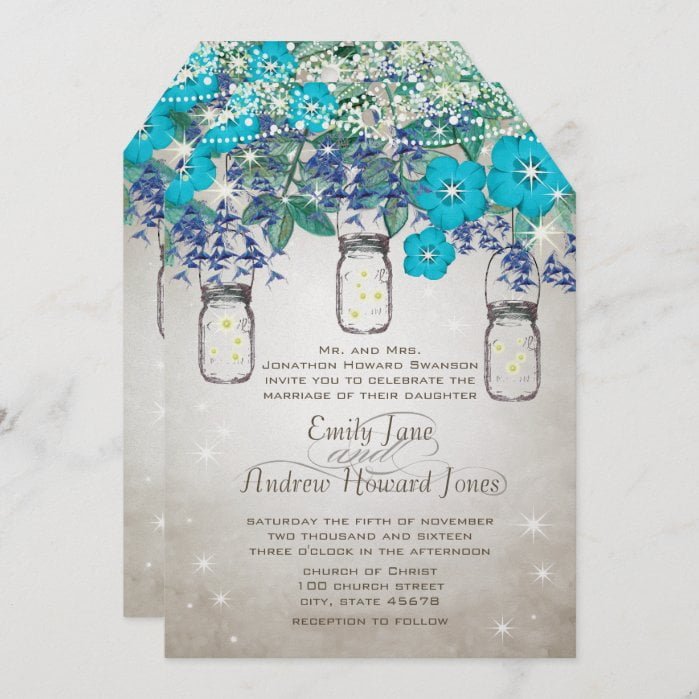 Rustic and Romantic Mason Jar Under the Stars Invitation