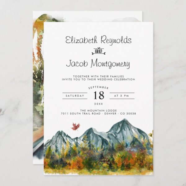 Rustic Autumn Mountain Wedding Invitation