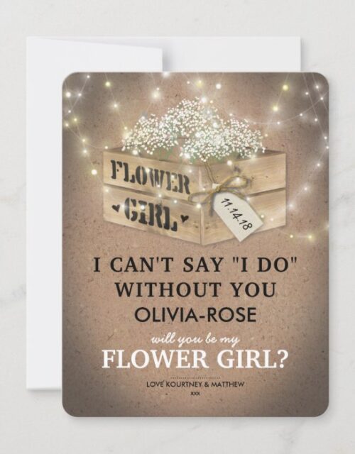 Rustic Be My Flower Girl | Elegant Twinkle Lights Invitation