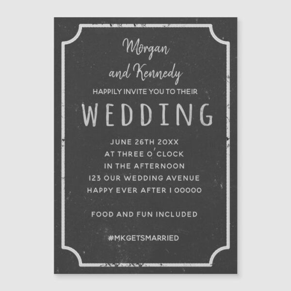 Rustic Chalkboard Magnetic Wedding Invitations