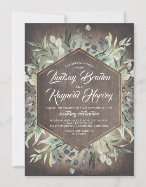 Rustic Country Greenery Foliage Barn Wedding Invitation
