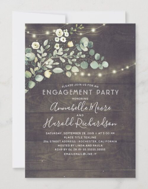 Rustic Country Greenery Garden Engagement Party Invitation