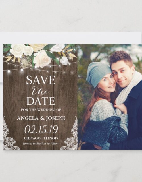 Rustic Country Romantic Chic Save the Date Photo